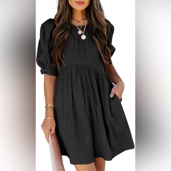 NWT 100% cotton Dokotoo Womens Empire Waist Mini Short Swing Skater Dress - Picture 3 of 8